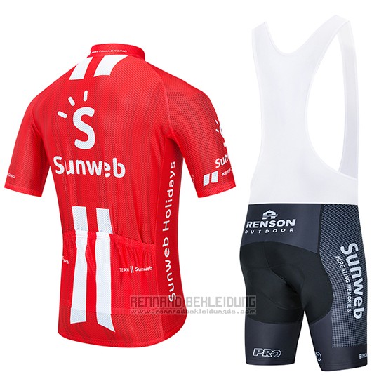2020 Fahrradbekleidung Sunweb Rot Wei Trikot Kurzarm und Tragerhose